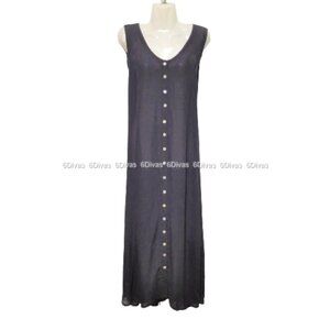 𝅺Black Sleeveless Long DRESS Relaxed Fit Crinkle Black Dress- Sizes L ,XL - NWT